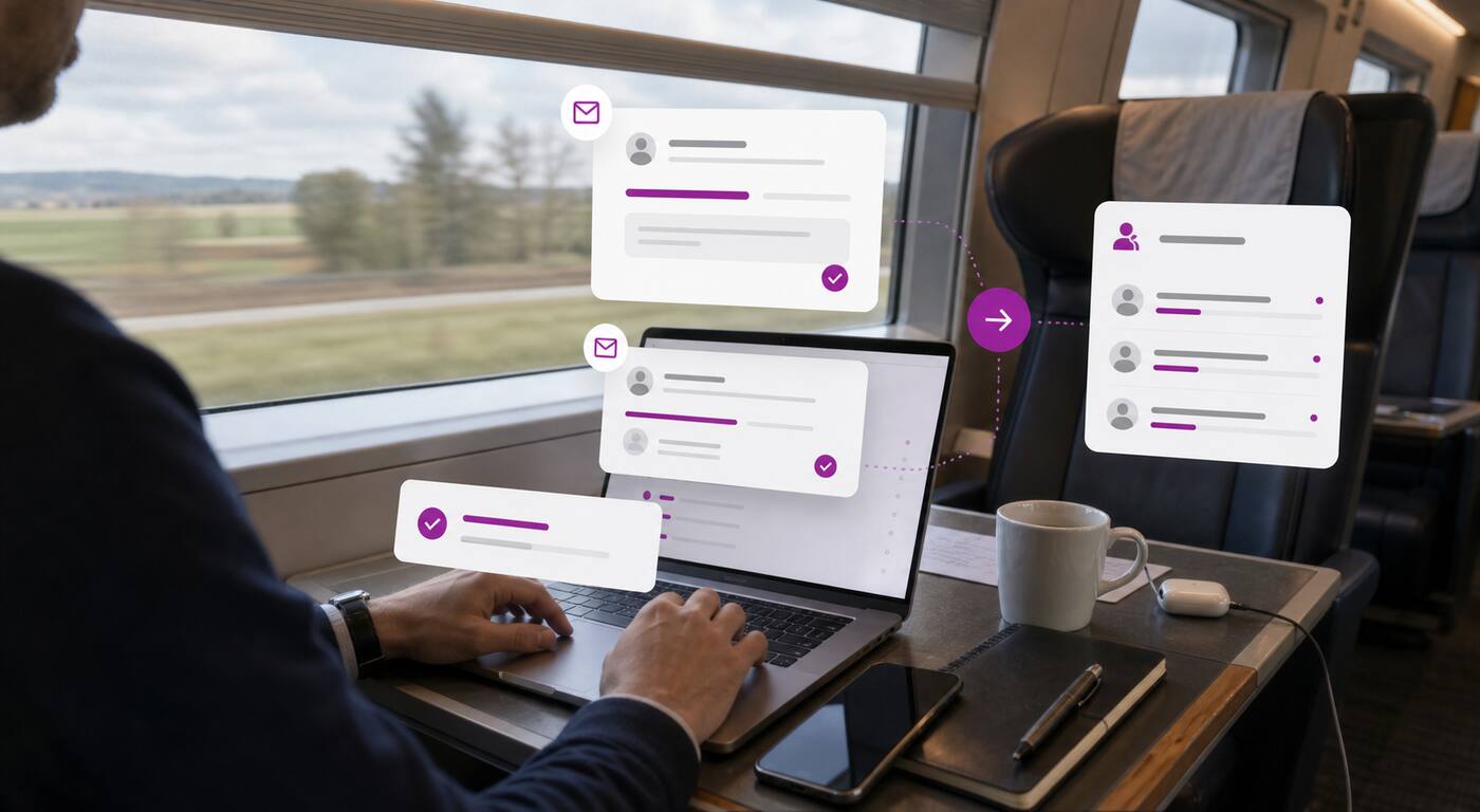 Personalisierte Follow-up-Mails werden nach der Messe unterwegs verschickt